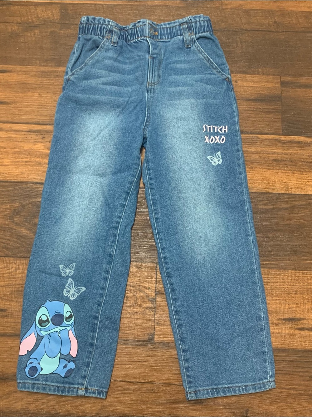 Disney Stitch Girl’s Sz 6x Blue Denim Jeans Straight Leg